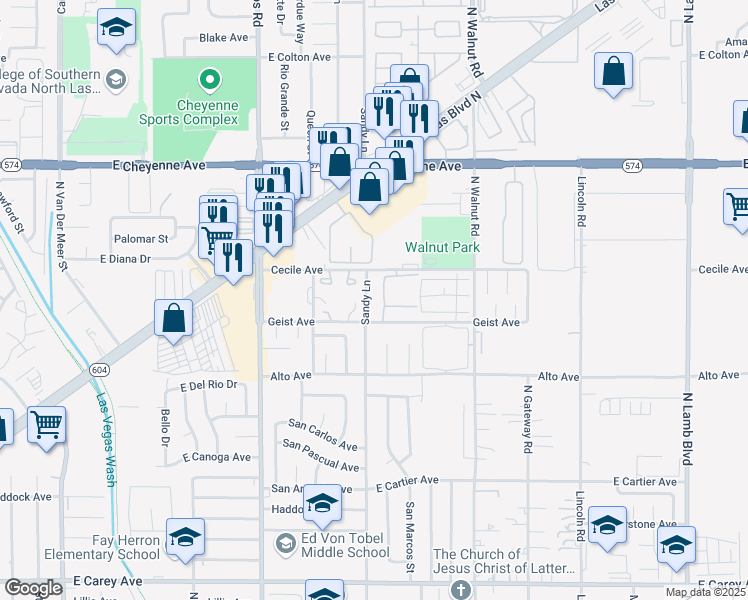 map of restaurants, bars, coffee shops, grocery stores, and more near 2941 Country Manor Lane in Las Vegas