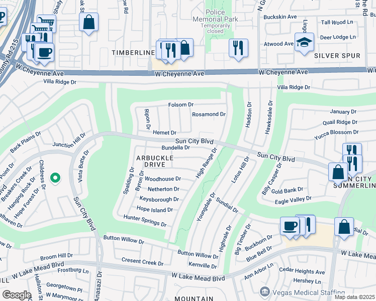 map of restaurants, bars, coffee shops, grocery stores, and more near 9937 Bundella Drive in Las Vegas