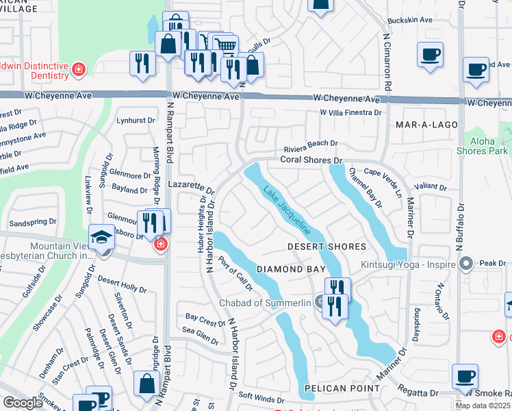 map of restaurants, bars, coffee shops, grocery stores, and more near 2909 Sterling Cove Drive in Las Vegas