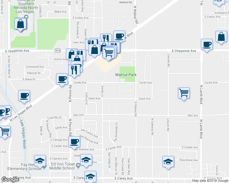 map of restaurants, bars, coffee shops, grocery stores, and more near 3790 Shirebrook Drive in Las Vegas