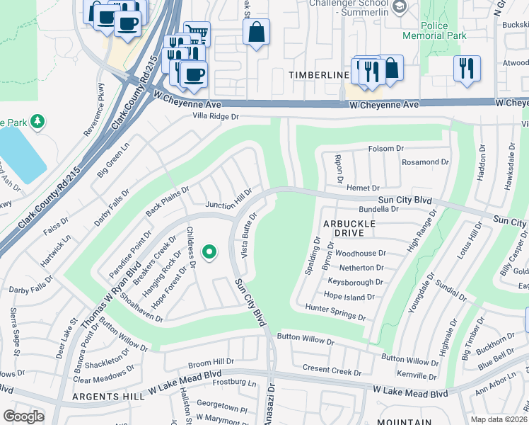 map of restaurants, bars, coffee shops, grocery stores, and more near 2920 Vista Butte Drive in Las Vegas