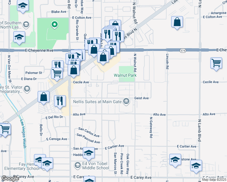 map of restaurants, bars, coffee shops, grocery stores, and more near 3770 Shirebrook Drive in Las Vegas