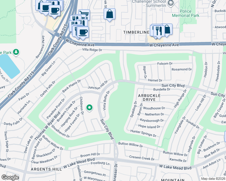 map of restaurants, bars, coffee shops, grocery stores, and more near 2920 Vista Butte Drive in Las Vegas