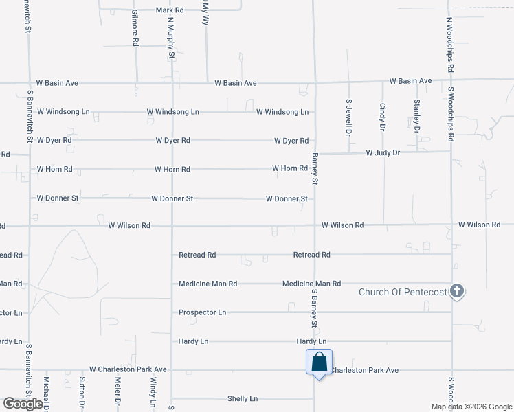 map of restaurants, bars, coffee shops, grocery stores, and more near 3201 West Donner Street in Pahrump