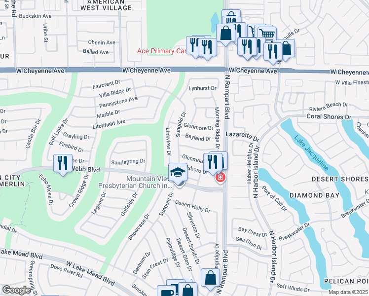 map of restaurants, bars, coffee shops, grocery stores, and more near 8613 Linderwood Drive in Las Vegas