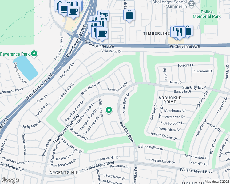 map of restaurants, bars, coffee shops, grocery stores, and more near 10413 Junction Hill Drive in Las Vegas