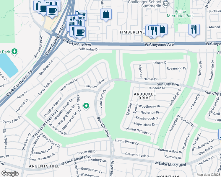map of restaurants, bars, coffee shops, grocery stores, and more near 2920 Vista Butte Drive in Las Vegas