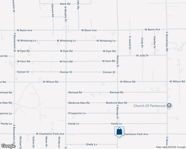 map of restaurants, bars, coffee shops, grocery stores, and more near 3231 Donner Street in Pahrump