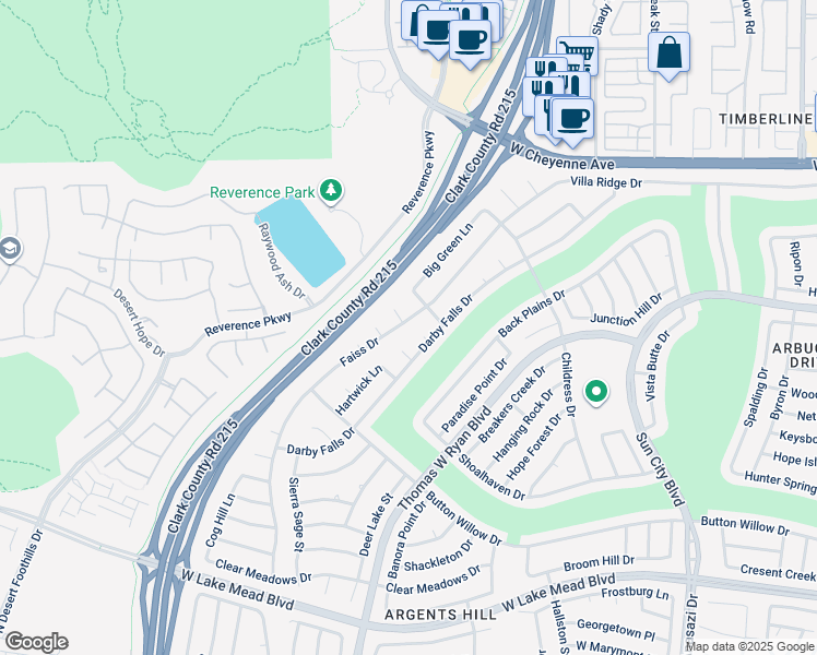 map of restaurants, bars, coffee shops, grocery stores, and more near 2824 Faiss Drive in Las Vegas