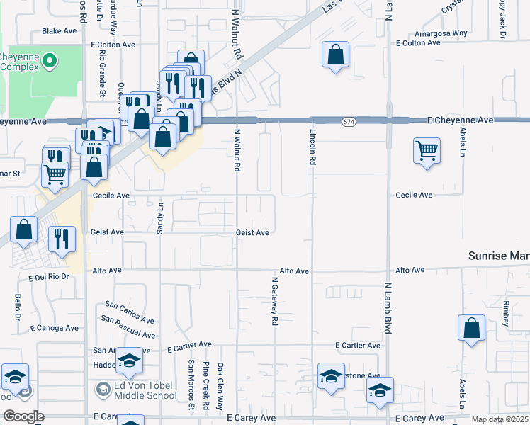 map of restaurants, bars, coffee shops, grocery stores, and more near 2954 Savers Court in Las Vegas