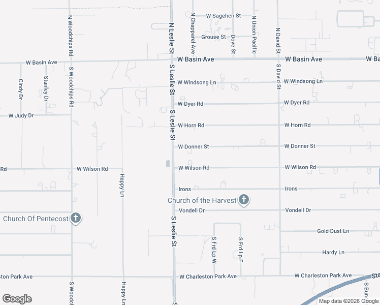 map of restaurants, bars, coffee shops, grocery stores, and more near 1921 Donner Street in Pahrump