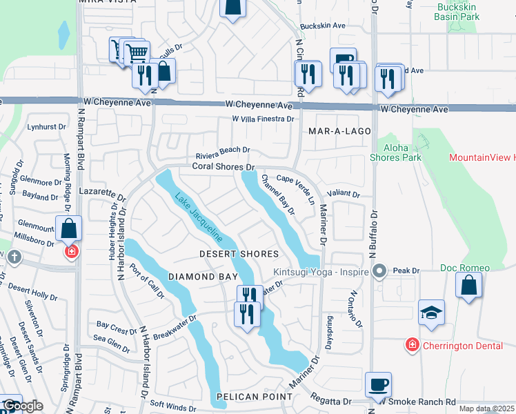 map of restaurants, bars, coffee shops, grocery stores, and more near 2960 Sun Lake Drive in Las Vegas