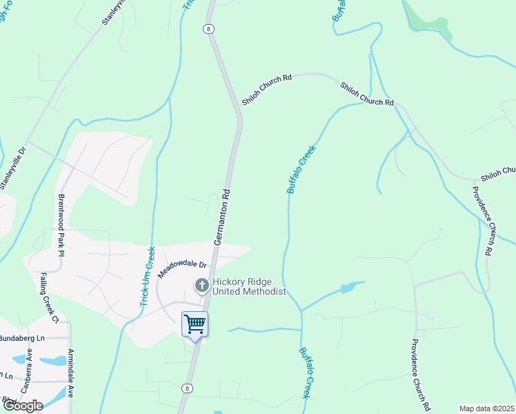 map of restaurants, bars, coffee shops, grocery stores, and more near 6065 Germanton Road in Winston-Salem