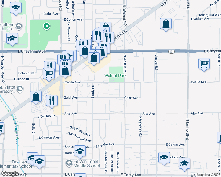 map of restaurants, bars, coffee shops, grocery stores, and more near 3810 Terrazzo Avenue in Las Vegas