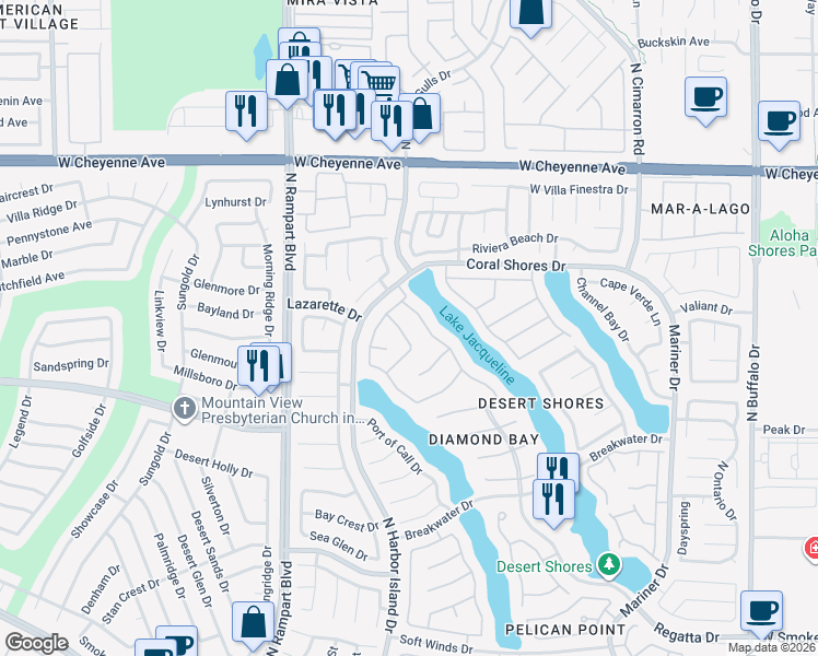 map of restaurants, bars, coffee shops, grocery stores, and more near 2909 Sterling Cove Drive in Las Vegas