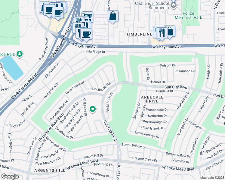 map of restaurants, bars, coffee shops, grocery stores, and more near 2901 Vista Butte Drive in Las Vegas