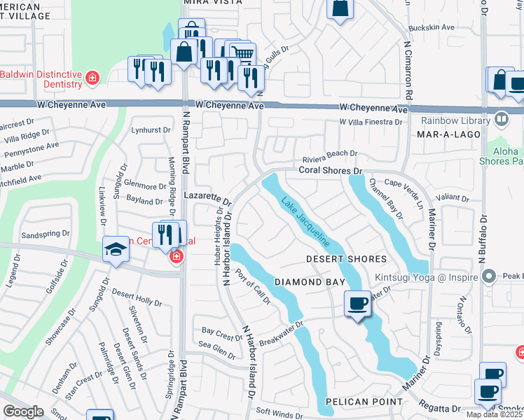 map of restaurants, bars, coffee shops, grocery stores, and more near 2920 Sunstone Street in Las Vegas