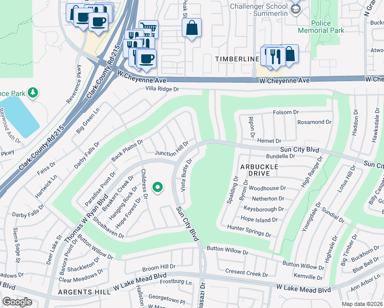 map of restaurants, bars, coffee shops, grocery stores, and more near 2901 Vista Butte Drive in Las Vegas
