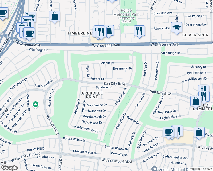 map of restaurants, bars, coffee shops, grocery stores, and more near 9937 Bundella Drive in Las Vegas