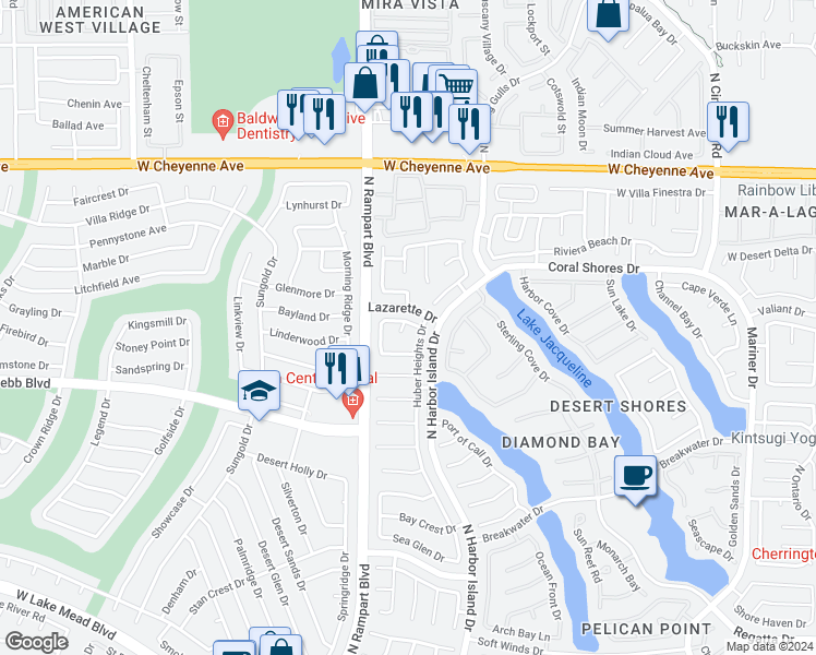 map of restaurants, bars, coffee shops, grocery stores, and more near 2852 Soft Sun Circle in Las Vegas