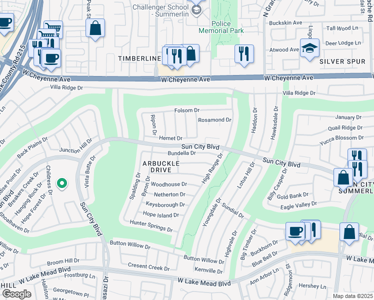map of restaurants, bars, coffee shops, grocery stores, and more near 9937 Bundella Drive in Las Vegas