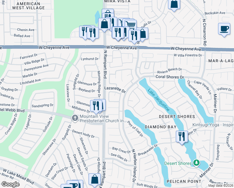 map of restaurants, bars, coffee shops, grocery stores, and more near 2852 Soft Sun Circle in Las Vegas