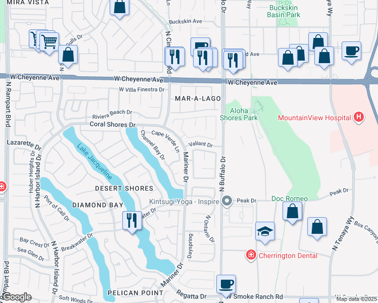 map of restaurants, bars, coffee shops, grocery stores, and more near 2921 Moonlight B in Las Vegas