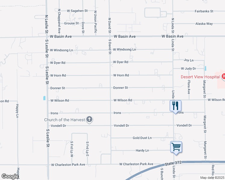 map of restaurants, bars, coffee shops, grocery stores, and more near 421 South David Street in Pahrump