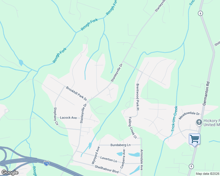 map of restaurants, bars, coffee shops, grocery stores, and more near 6065 Wade Court in Rural Hall