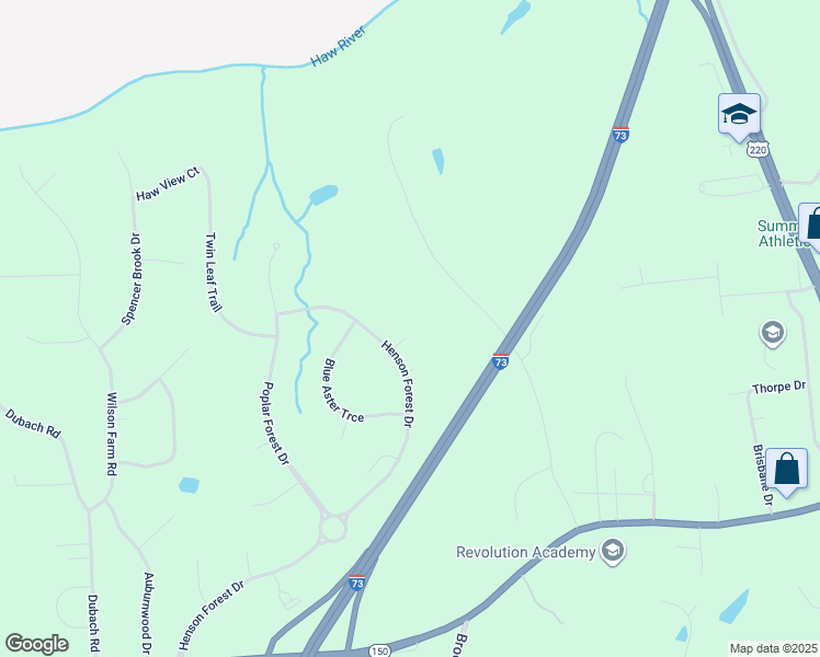 map of restaurants, bars, coffee shops, grocery stores, and more near 6201 Calendula Court in Summerfield