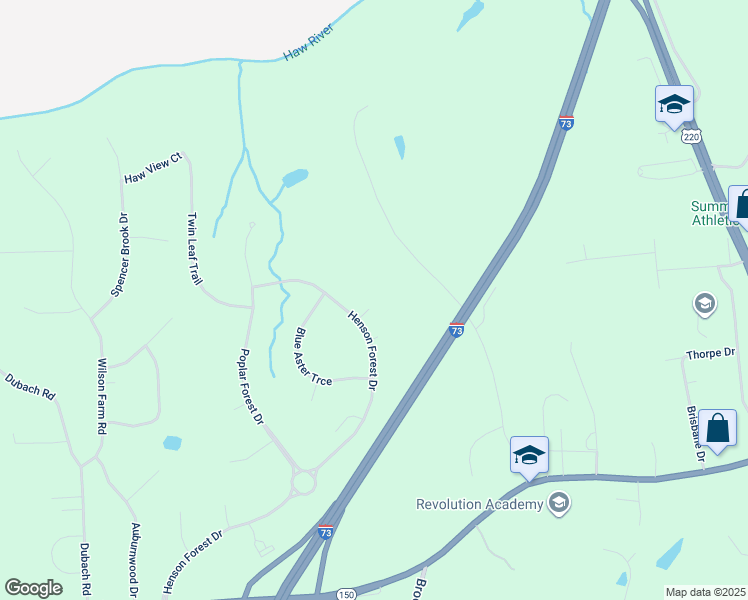 map of restaurants, bars, coffee shops, grocery stores, and more near 6201 Calendula Court in Summerfield