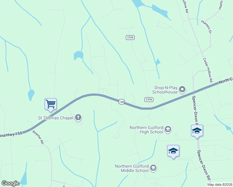 map of restaurants, bars, coffee shops, grocery stores, and more near 516 North Carolina 150 in Greensboro