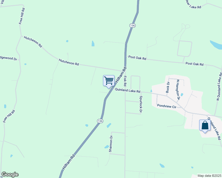map of restaurants, bars, coffee shops, grocery stores, and more near 3590 Hilham Road in Cookeville