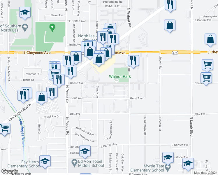 map of restaurants, bars, coffee shops, grocery stores, and more near 3790 Shirebrook Drive in Las Vegas