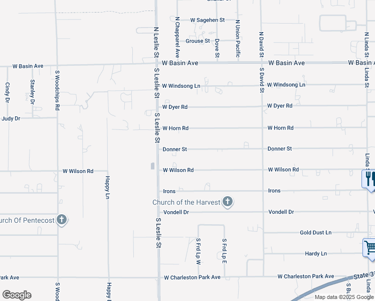 map of restaurants, bars, coffee shops, grocery stores, and more near 1861 Donner Street in Pahrump