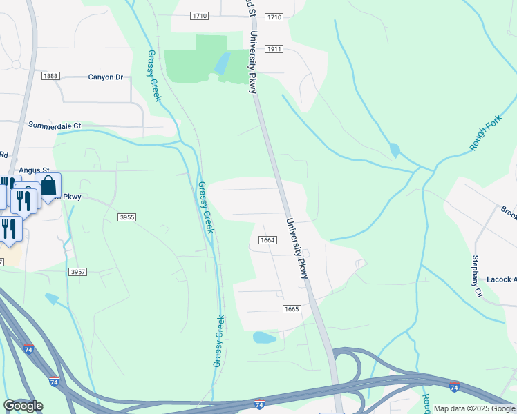 map of restaurants, bars, coffee shops, grocery stores, and more near 150 Sunset Drive in Rural Hall