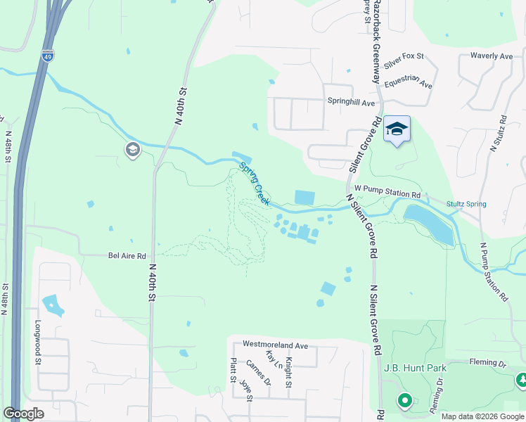 map of restaurants, bars, coffee shops, grocery stores, and more near 3339 Indian Springs Avenue in Springdale