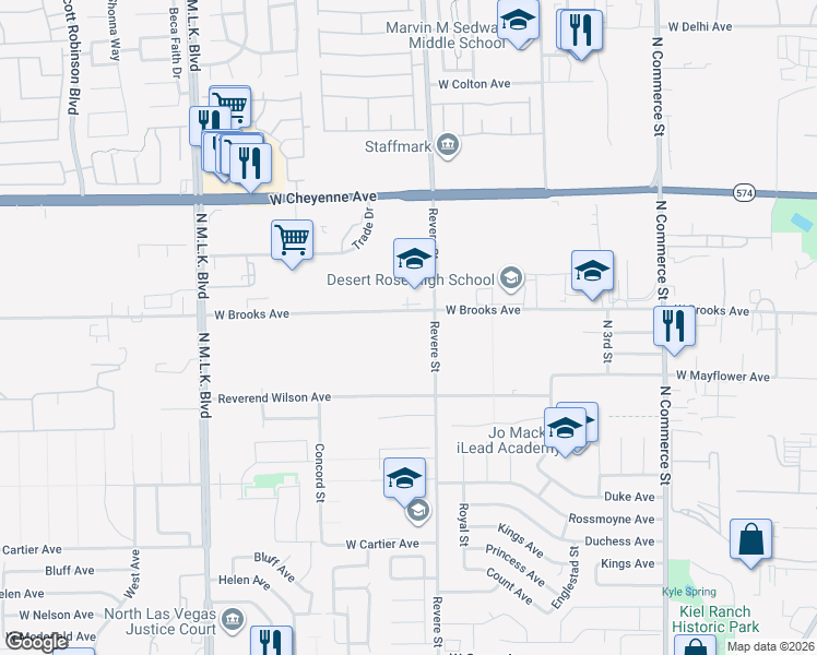 map of restaurants, bars, coffee shops, grocery stores, and more near West Piper Avenue in North Las Vegas