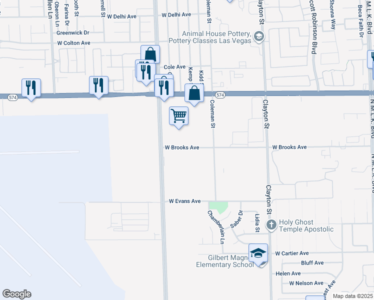 map of restaurants, bars, coffee shops, grocery stores, and more near in North Las Vegas