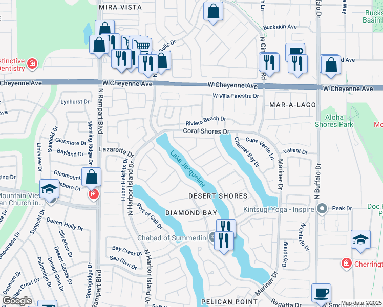 map of restaurants, bars, coffee shops, grocery stores, and more near 8133 Horizon Lake Drive in Las Vegas