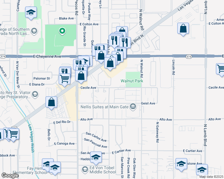 map of restaurants, bars, coffee shops, grocery stores, and more near 2981 Country Manor Lane in Las Vegas