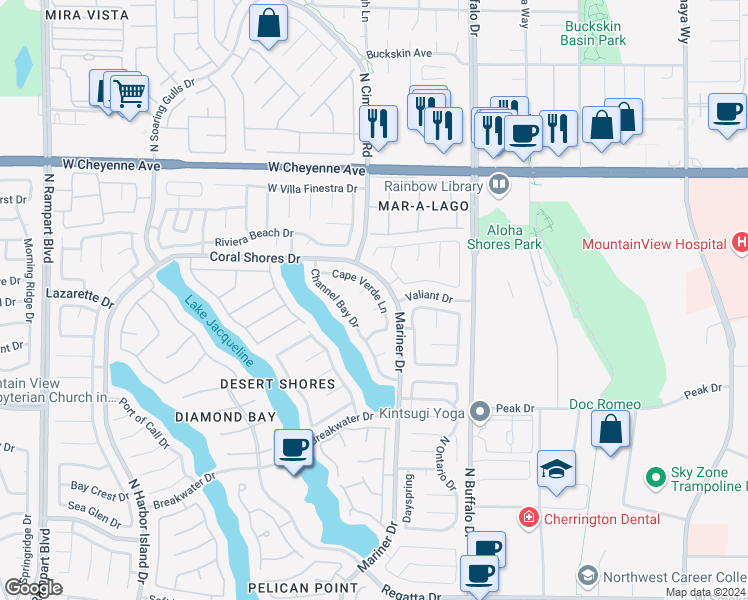 map of restaurants, bars, coffee shops, grocery stores, and more near 2909 Cape Verde Lane in Las Vegas