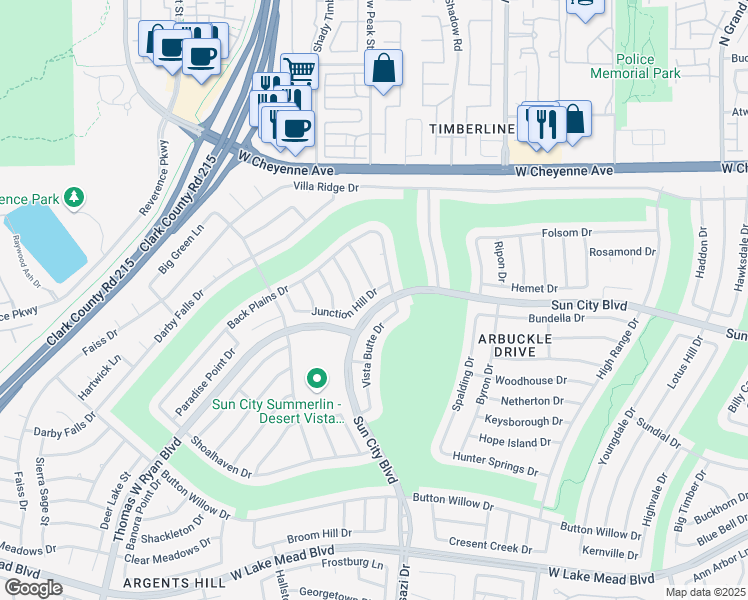 map of restaurants, bars, coffee shops, grocery stores, and more near 10321 Junction Hill Drive in Las Vegas