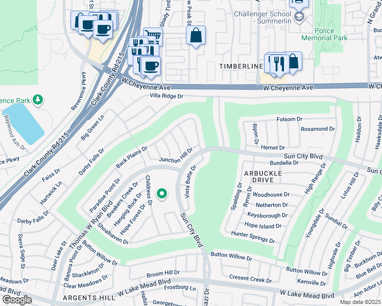 map of restaurants, bars, coffee shops, grocery stores, and more near 10321 Junction Hill Drive in Las Vegas