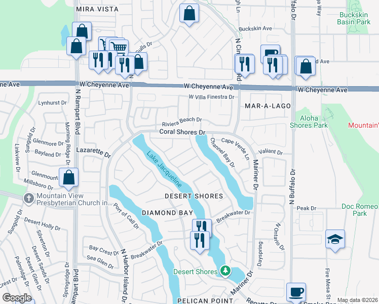 map of restaurants, bars, coffee shops, grocery stores, and more near 2992 Sun Lake Drive in Las Vegas