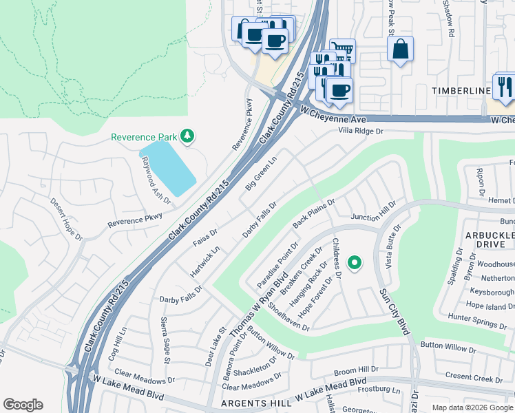 map of restaurants, bars, coffee shops, grocery stores, and more near 2908 Big Green Lane in Las Vegas