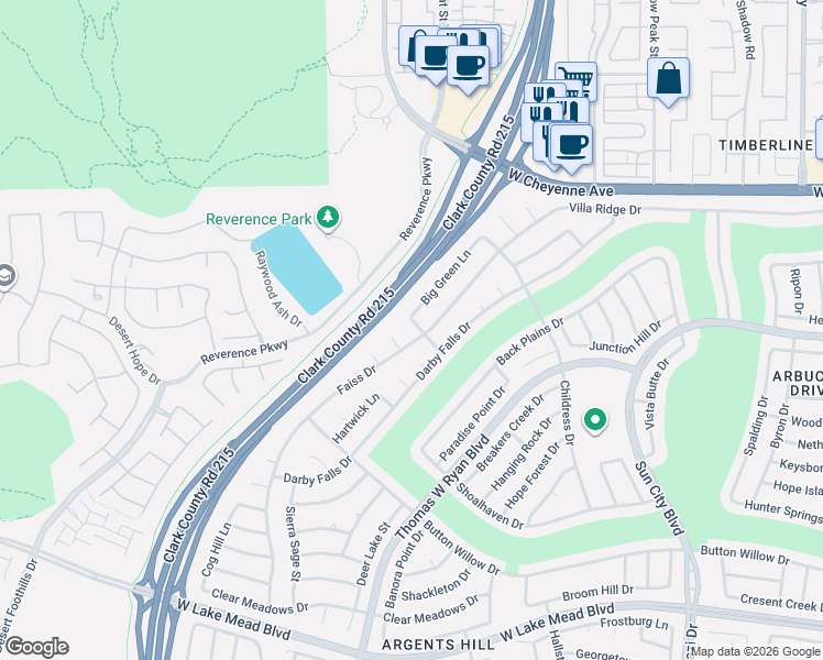 map of restaurants, bars, coffee shops, grocery stores, and more near 2908 Big Green Lane in Las Vegas