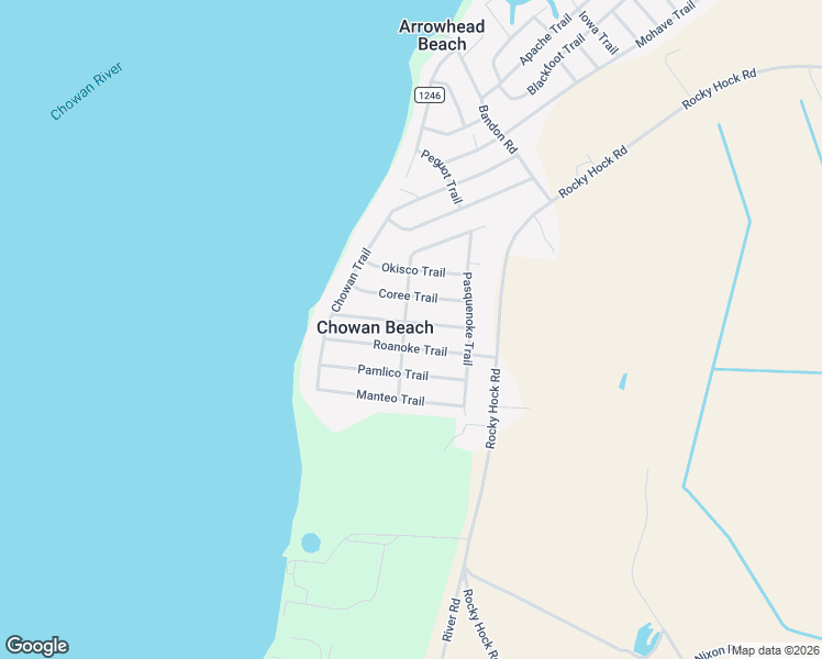 map of restaurants, bars, coffee shops, grocery stores, and more near 215 Coree Trail in Edenton