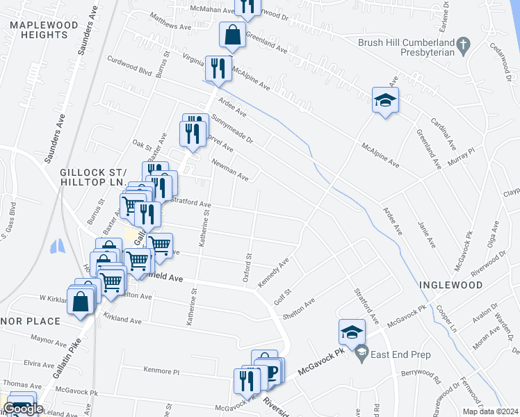 map of restaurants, bars, coffee shops, grocery stores, and more near 1301 Stratford Avenue in Nashville
