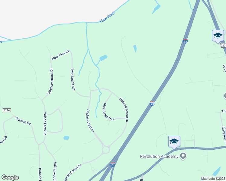 map of restaurants, bars, coffee shops, grocery stores, and more near 7644 Henson Forest Drive in Summerfield